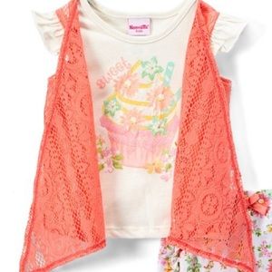 Nannette Matching Sets - SALE Pink Floral Shrug Layered Tee & shorts Nannette Matching Sets - SALE Pink Floral Shrug Layered Tee & shorts